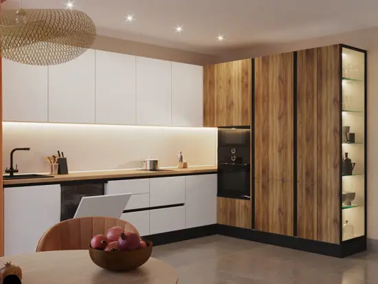 Кухня Тальк Орех Эко Профиль Gola 3600х2500